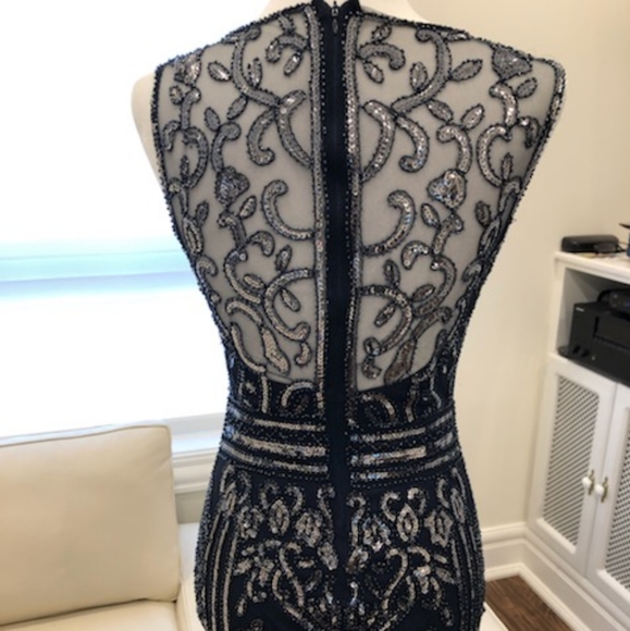 M-Boutique: minuet - Navy Blue Sequin Midi Dress - Picture 5 of 5